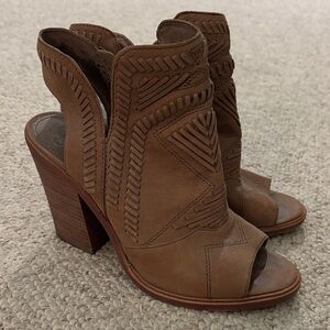 Vince Camuto Tan Peep-Toe Heeled Boots